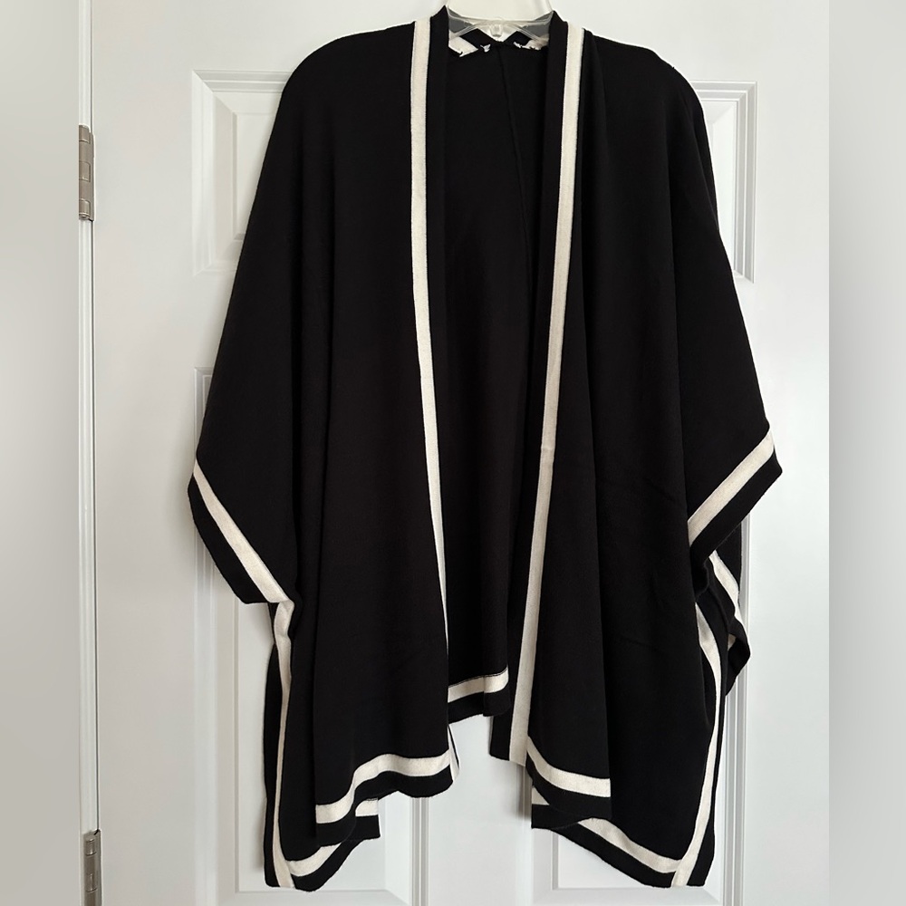 Chicos ruana.  Black with white trim.  
Fits large/XL. In EUC.
